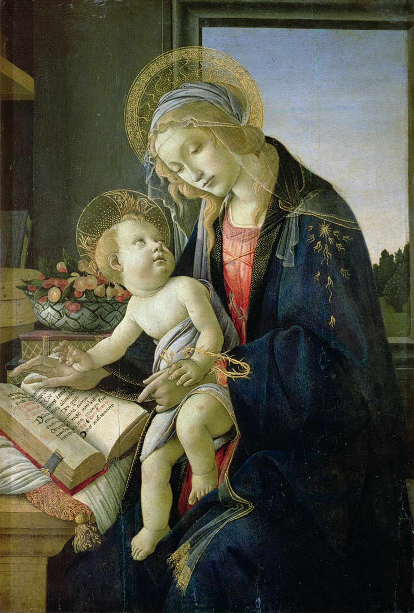 SERENDIPITP Abstract Painting Mural Print Picture Wall Decor Painting Lady of the book by Sandro Botticelli Vintage Wall Artwork for Home Decor 60x90cm