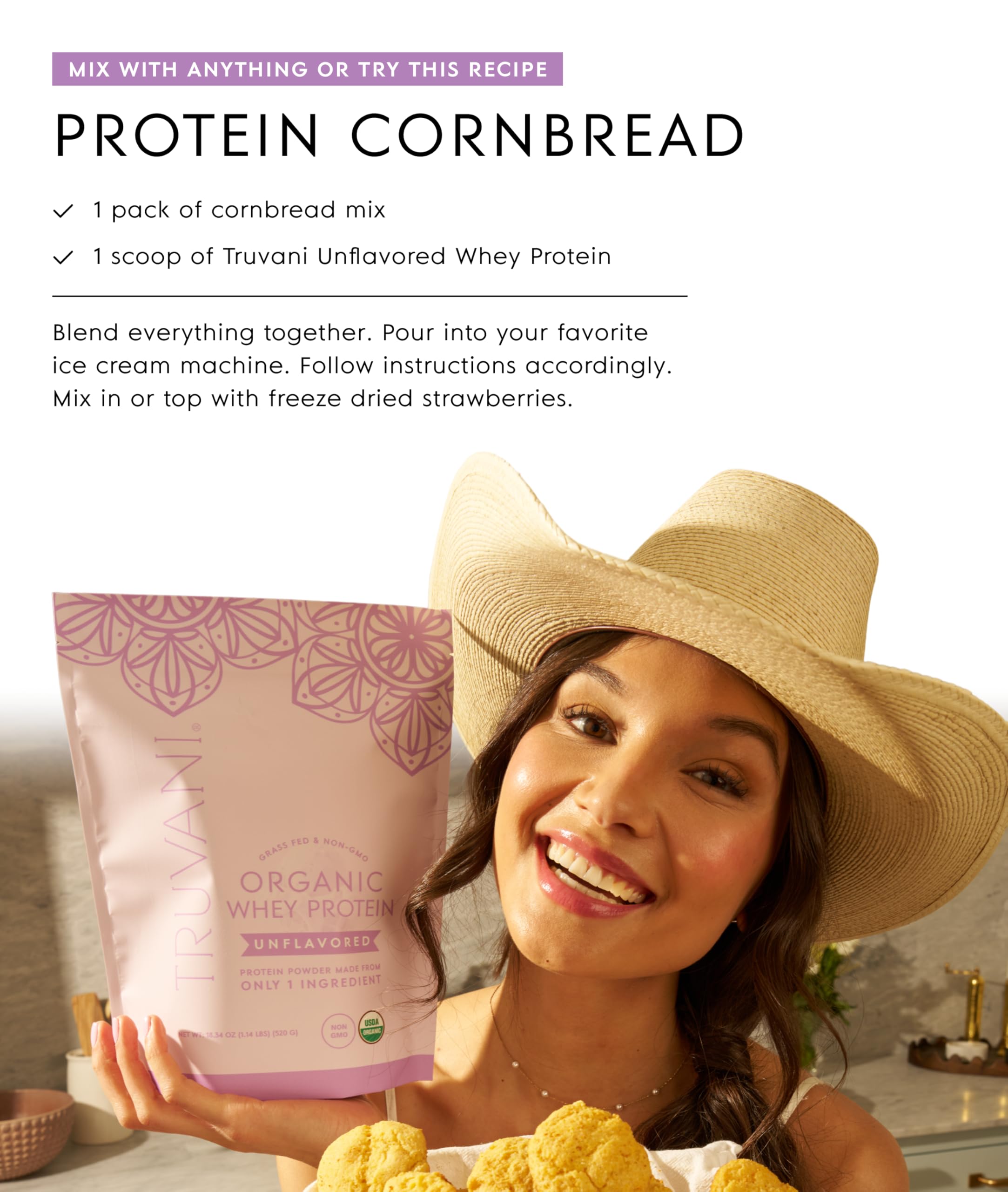 Truvani Organic Whey Protein Powder | Unflavored | 20 Servings — Amazon image 7