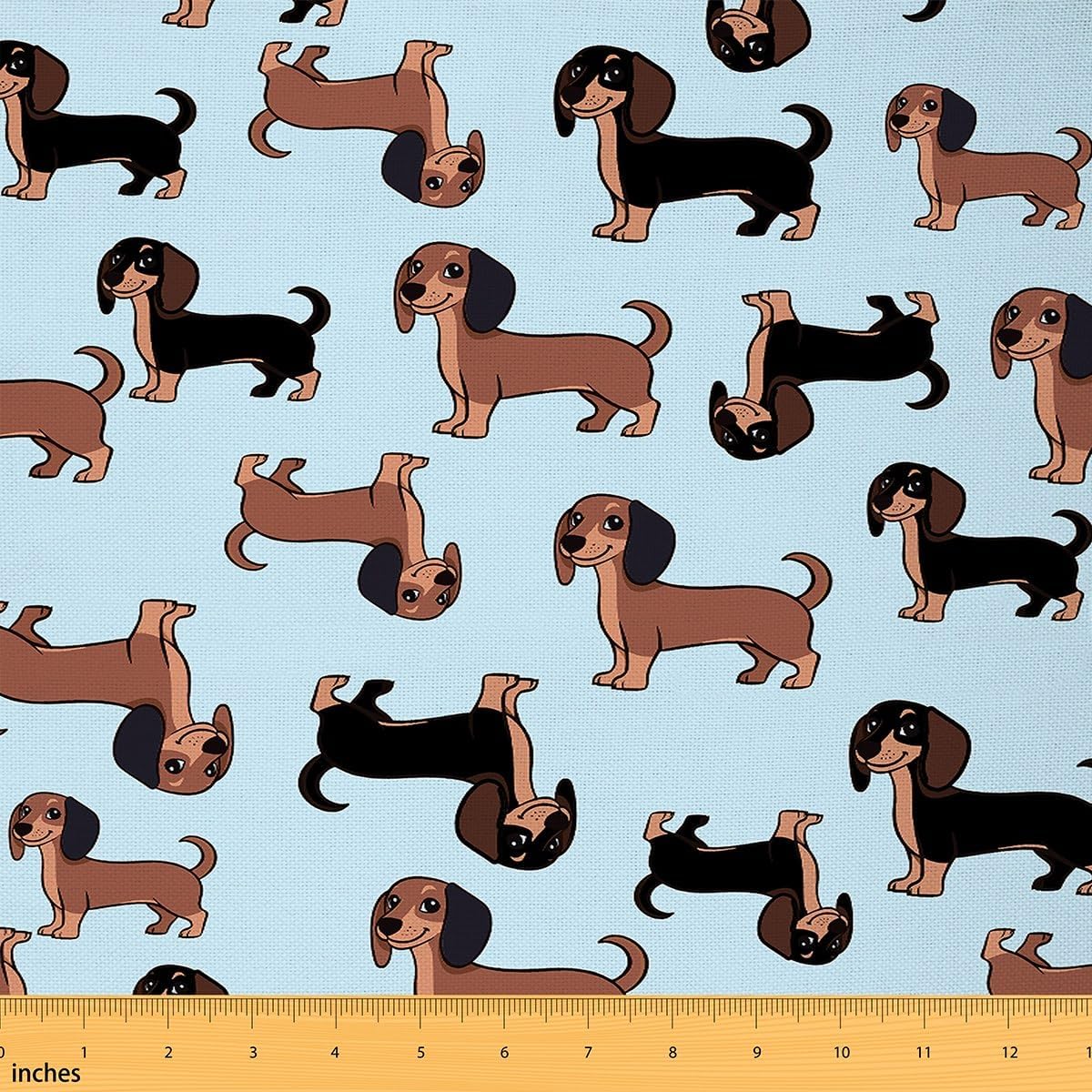jejeloiu Sausage Dog Fabric by The Yard 3 Yard Kids Puppy Dog 3D Dino Print Upholstery Fabric for Chairs for Boys Girls Teens Blue Waterproof Outdoor Fabric