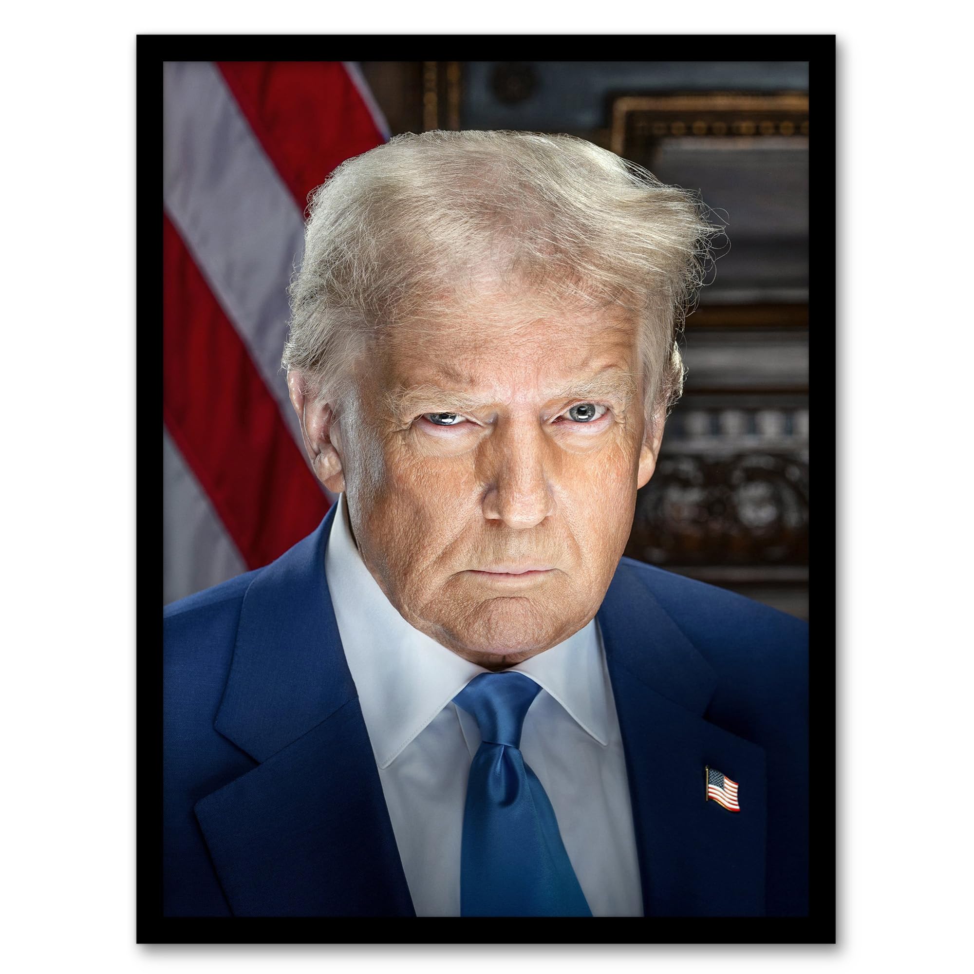Artery8 Framed A4 United States 47Th President Donald Trump Portrait Man Cave Artwork Framed Wall Art Print A4