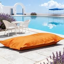 SXBCyan Waterproof Bean Bag Cover for Adults No Filler Soft Sofa Bed Oxford Lounge Chair Giant Beanbag Floor Seating Outdoor Stripes Pouf Couch for Poolside Beach GardenOrange
