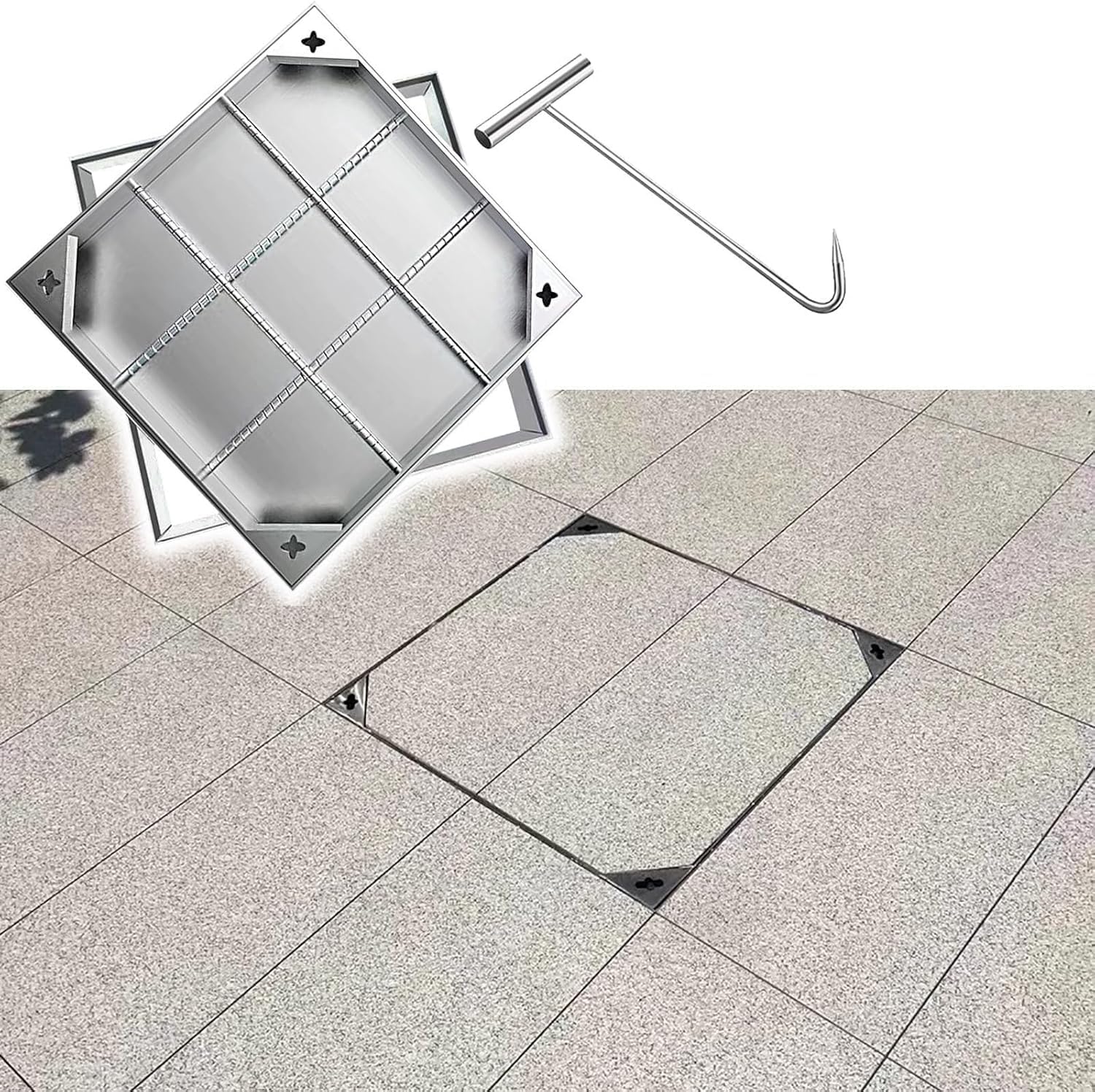 Couvercle de regard invisible 40x40 cm pour éliminer les plaques d'égout d'allée