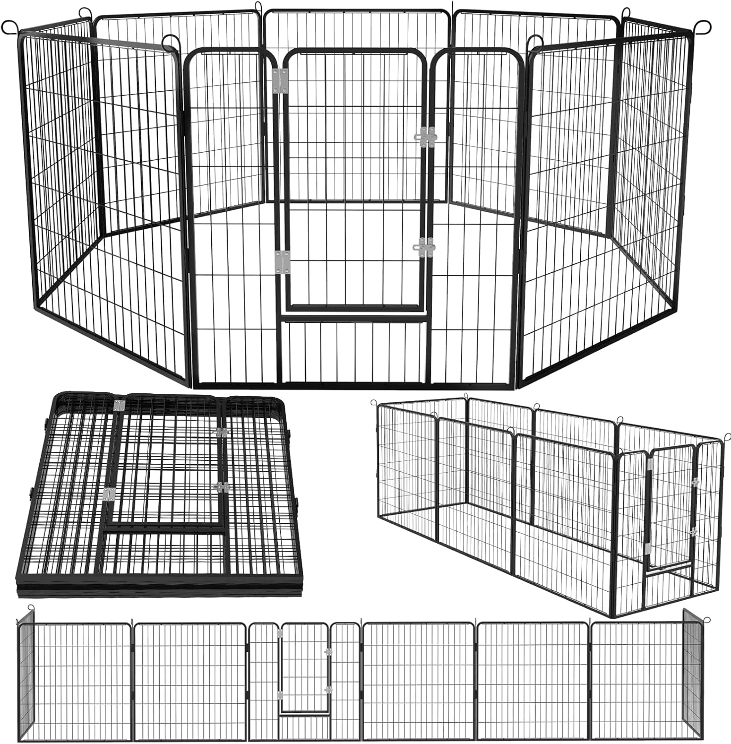 OFIKA Heavy Duty Metal Dog Playpen for Medium/Small Animals, 8 Panels 40Height x 27" Width, Dog Fence Exercise Pen with Doors, Pet Puppy Outdoor Playpen Pen for Outdoor, Indoor, RV, Camping, Yard