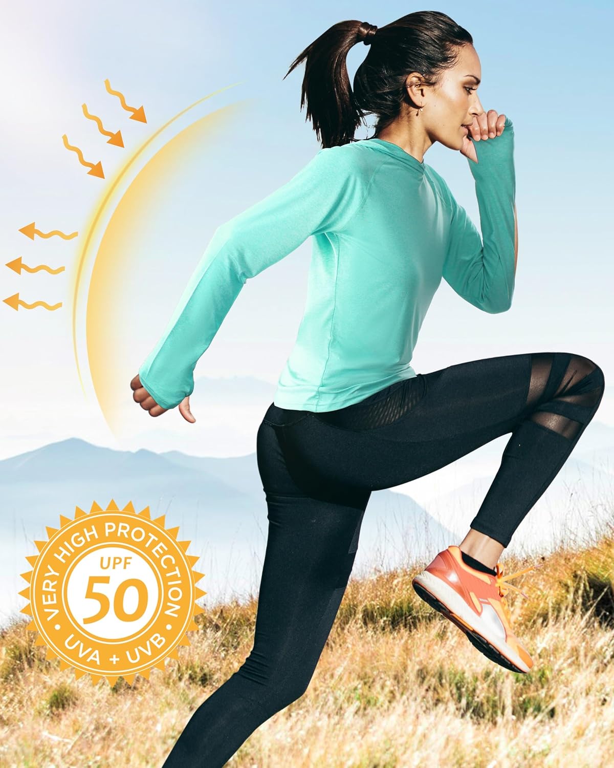 isnowood Women's UPF 50+ Sun Hoodie, Long Sleeve SPF Swim Rash Guard, Lightweight UV Protection Shirts for Hiking Fishing - Image 3