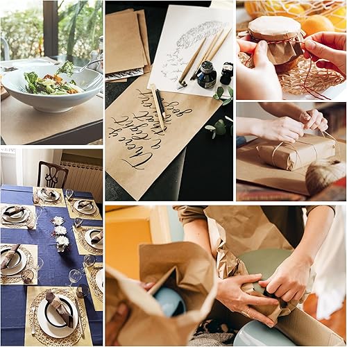 Miniatura 7 de Rollo de papel kraft marrón de 12" x 100 pies (1200 pulgadas) papel kraft marrón reciclado para cubrir mesas, envíos, envoltura de regalos, embalaje