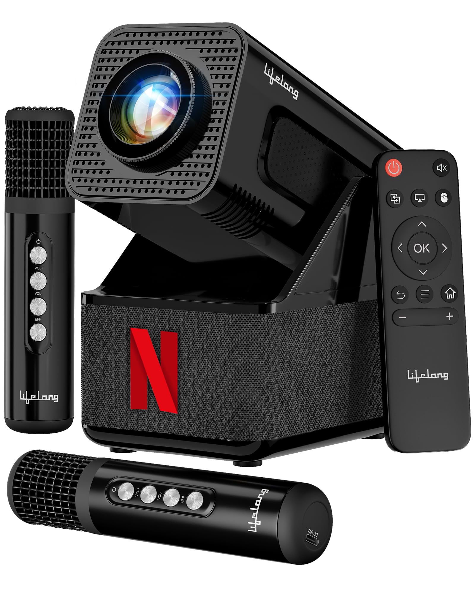 Lifelong Electronics 20W Karaoke Projector with Dual Mic, Full HD 1080p Support, 4K Playback, Android OS, 200 ANSI, 150” Display, WiFi 6 & Bluetooth – Home Theatre & Party Projector-picture-22