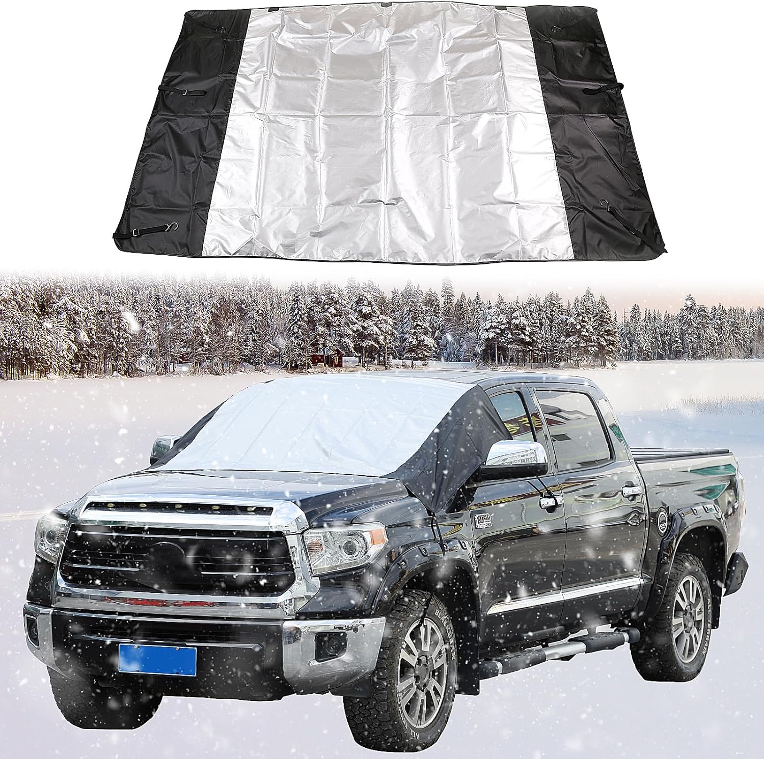 Car Windshield Snow Cover Compatible with Toyota Tundra 2014-2021 Truck Front Windshield Cover Protection Windshield and Wipers for Snow/Ice/UV/Rain/Frost/Windproof/Sunshade Cover Exterior Accessories