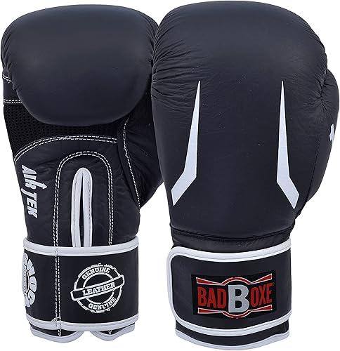 Miniatura 4 de Guantes de boxeo Muay Thai entrenamiento genuino vaca esconder cuero Sparring Punching guantes Kickboxing lucha guantes