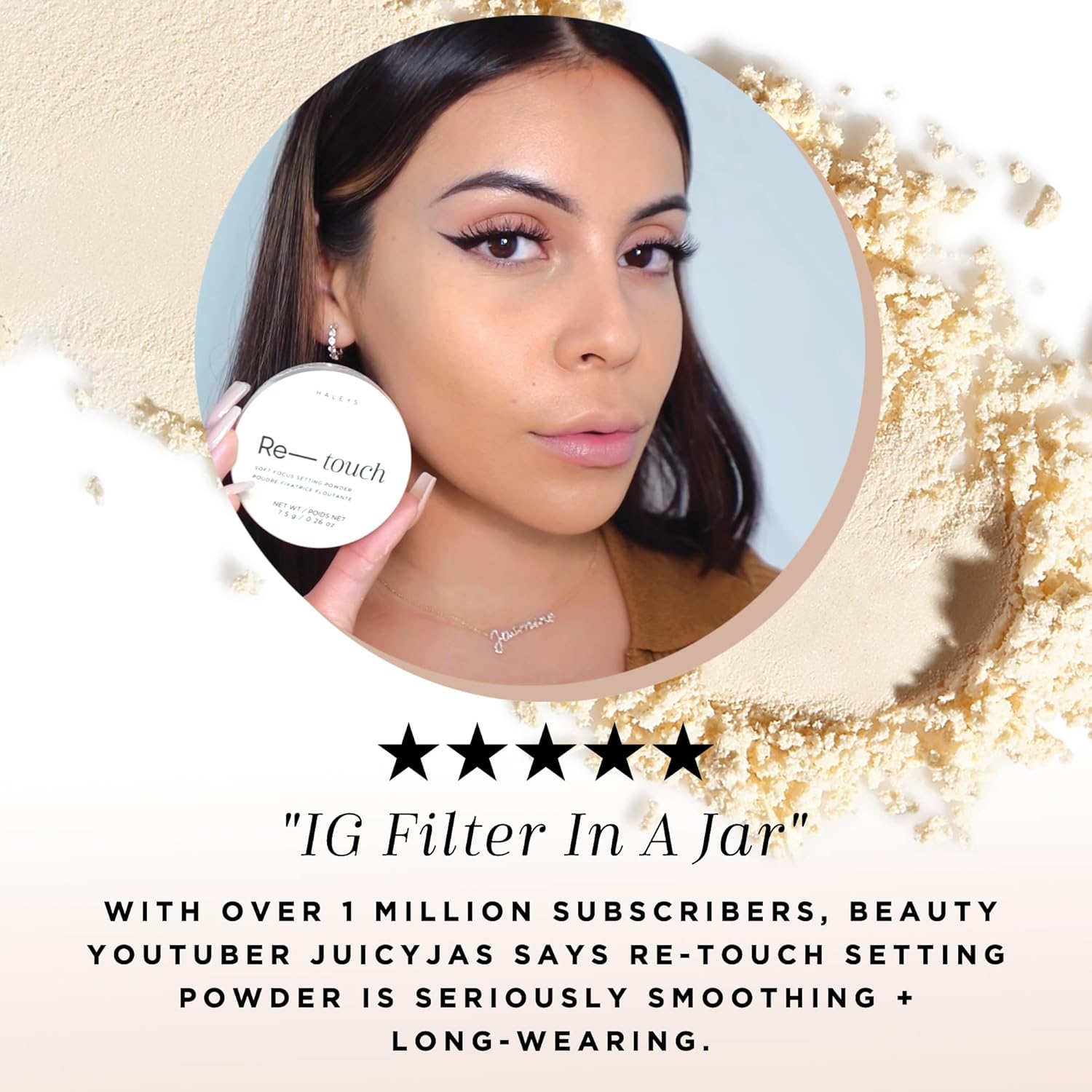 HALEYS Re-touch Setting Powder VEGAN + CRUELTY-FREE, Ultra-Blurring, Lightweight, Non-Caking, Nourishes, Smoothens for Filter-Like Finish, Soft Focus Translucent Loose Powder (Honey Shade) - Image 7