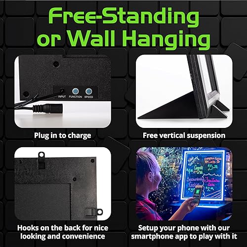 Miniatura 25 de Letrero abierto LED superbrillante de 15 x 32 pulgadas, programable con 64 combinaciones de colores a través de aplicación o control remoto, modos