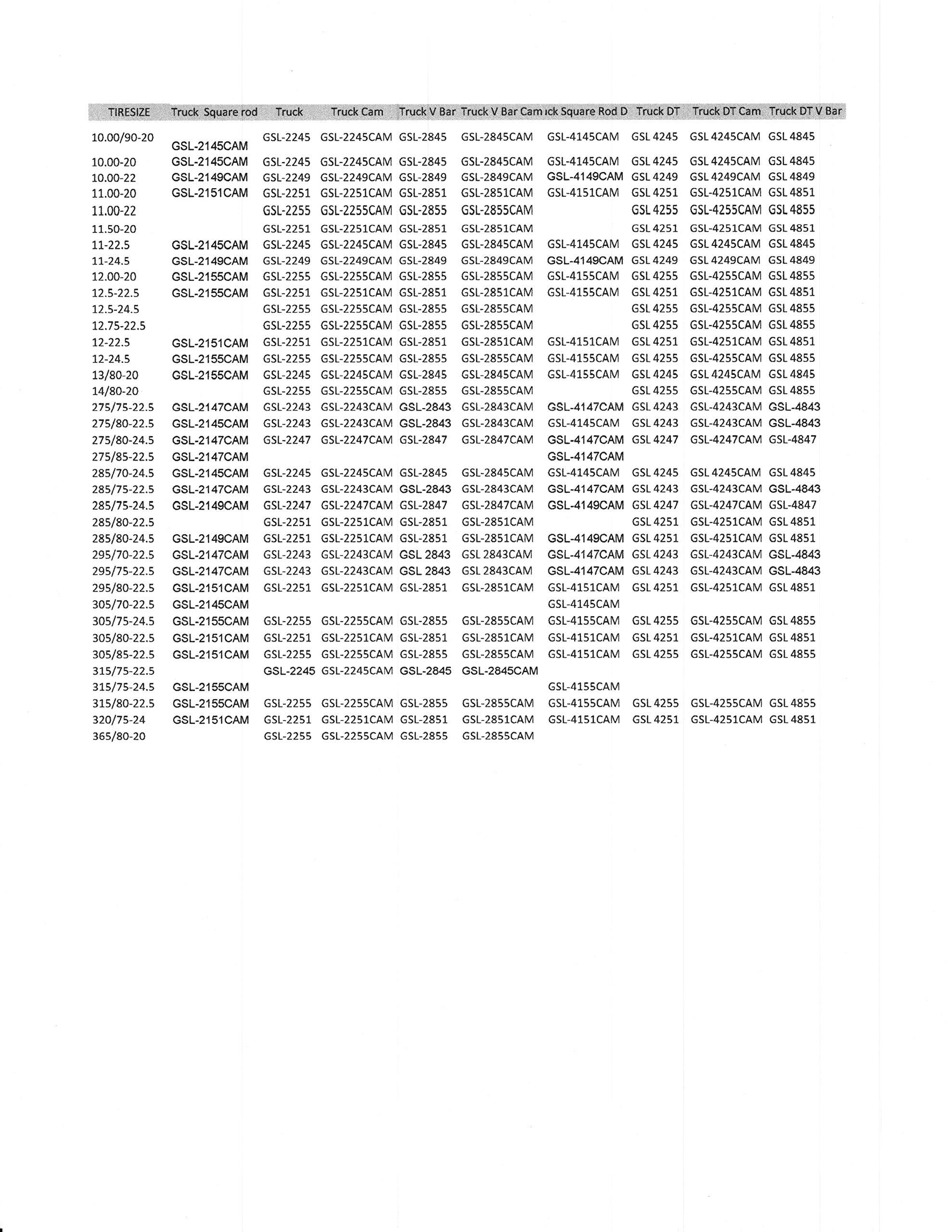 GSL-2147CAM Alloy Truck Square Rod CAM Tire Chains 295/70-22.5, 275/75-22.5, 285/75-22.5, 295/75-22.5, 275/85-22.5, 275/80-24.5