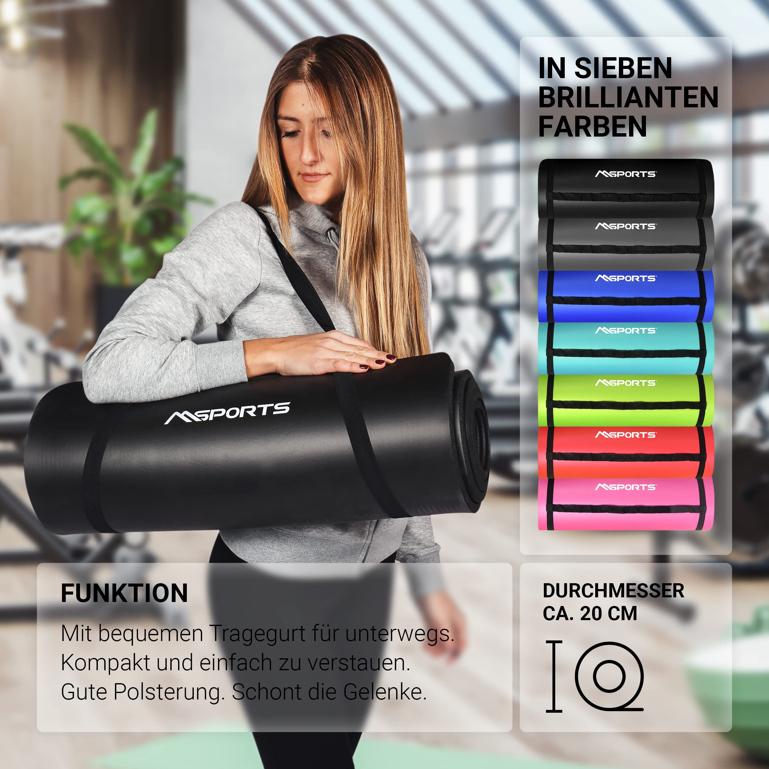 MSPORTS Tappetino Protettivo Per Pavimento NBR 6 Mm - Per Tapis Roulant, Home Trainer, Yoga E Palestra - 180x90 Cm Grigio