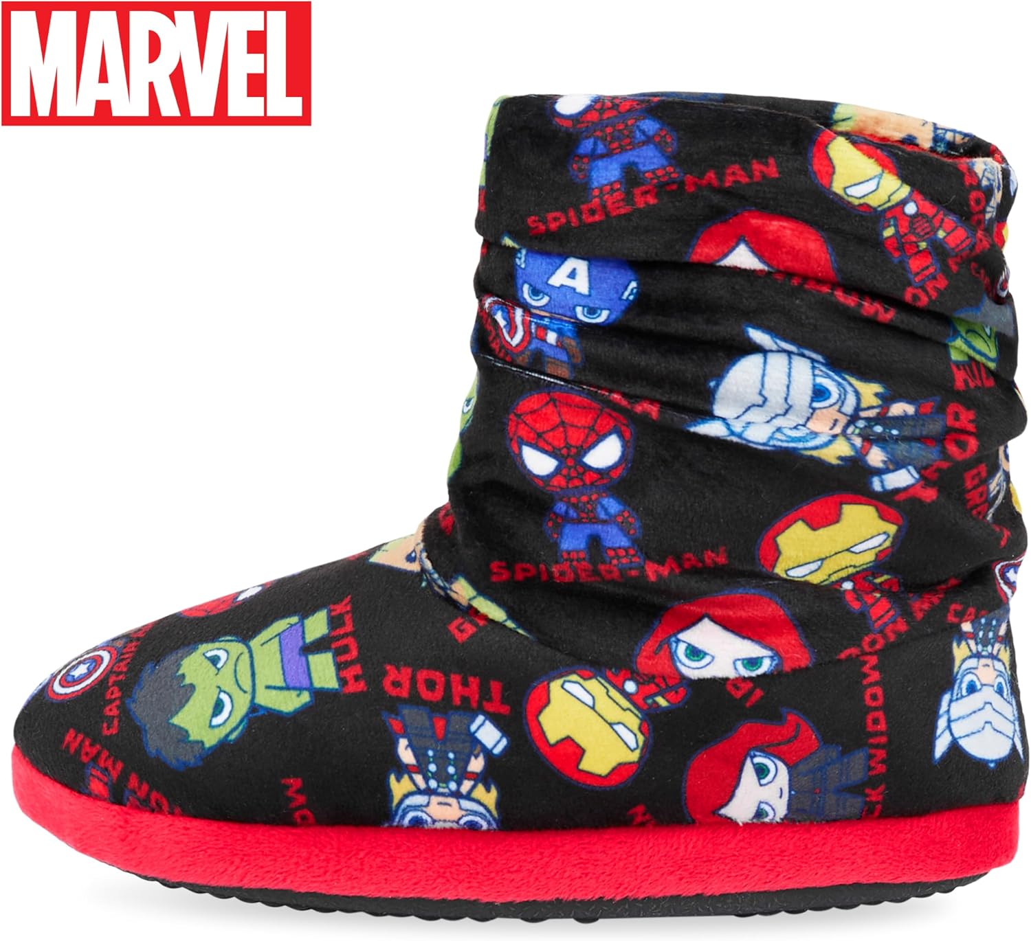 Marvel Avengers Boys Slippers - Plush Indoor House Shoes Warm Boot Slippers Kids Size 12-2 Non Slip Sole - Boys Gifts