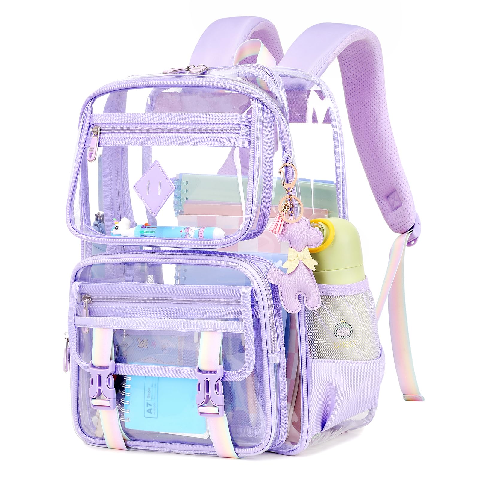 Sisipoet Clear Backpack for School, PVC Clear Bookbag Heavy Duty Transparent Backpack for Stadium Events See Through Bag