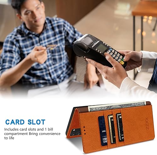 Miniatura 5 de ZZXX Funda tipo cartera para Samsung Galaxy Note 20 con bloqueo RFID, soporte de ranura para tarjetas, funda protectora de cuero magnético fuerte