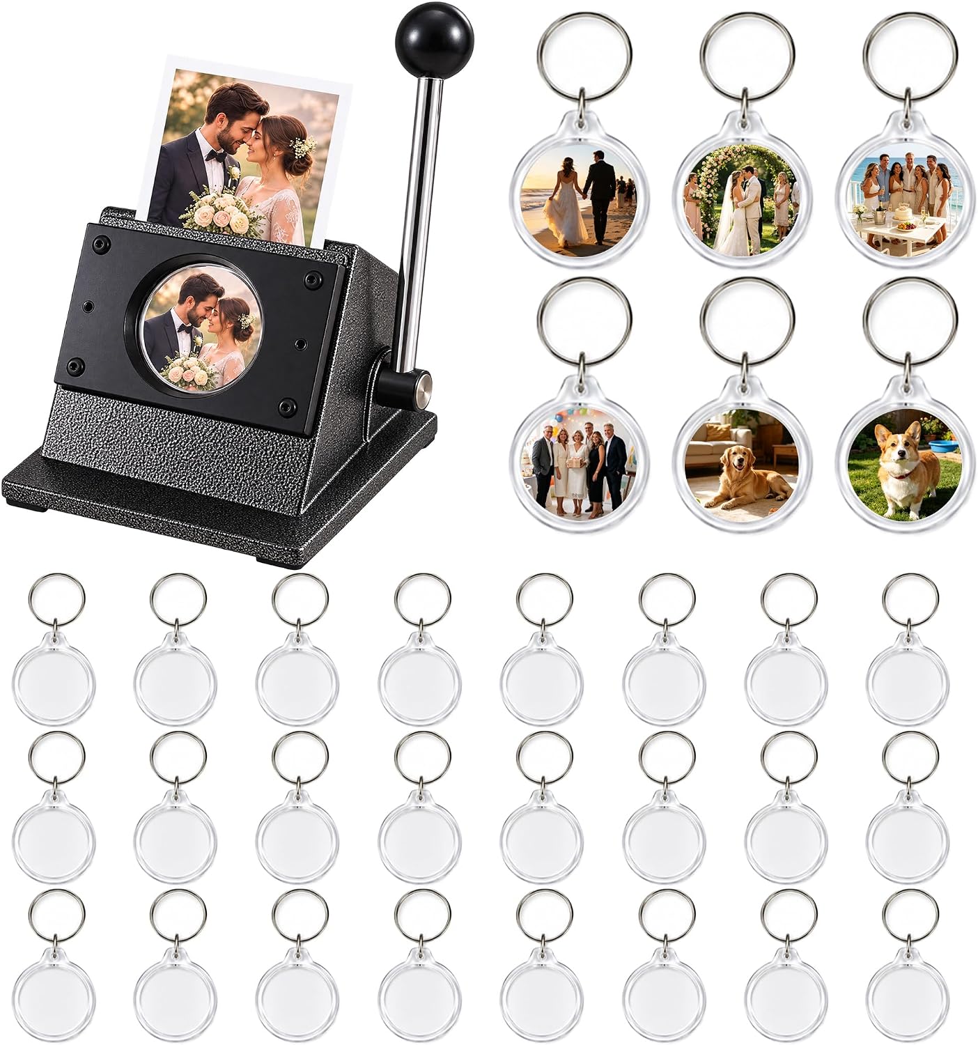 Button Keychain Photo Cutter Kit, Photo Booth Keychain Station