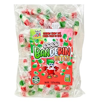 Coconut Candy 100 Pieces Banderitas Pinatera, Mexican Candy, Dulce de Coco, Dulces Mexicanos, Pinata Bulk, Individually Wrapped, Fiesta, 1 lb