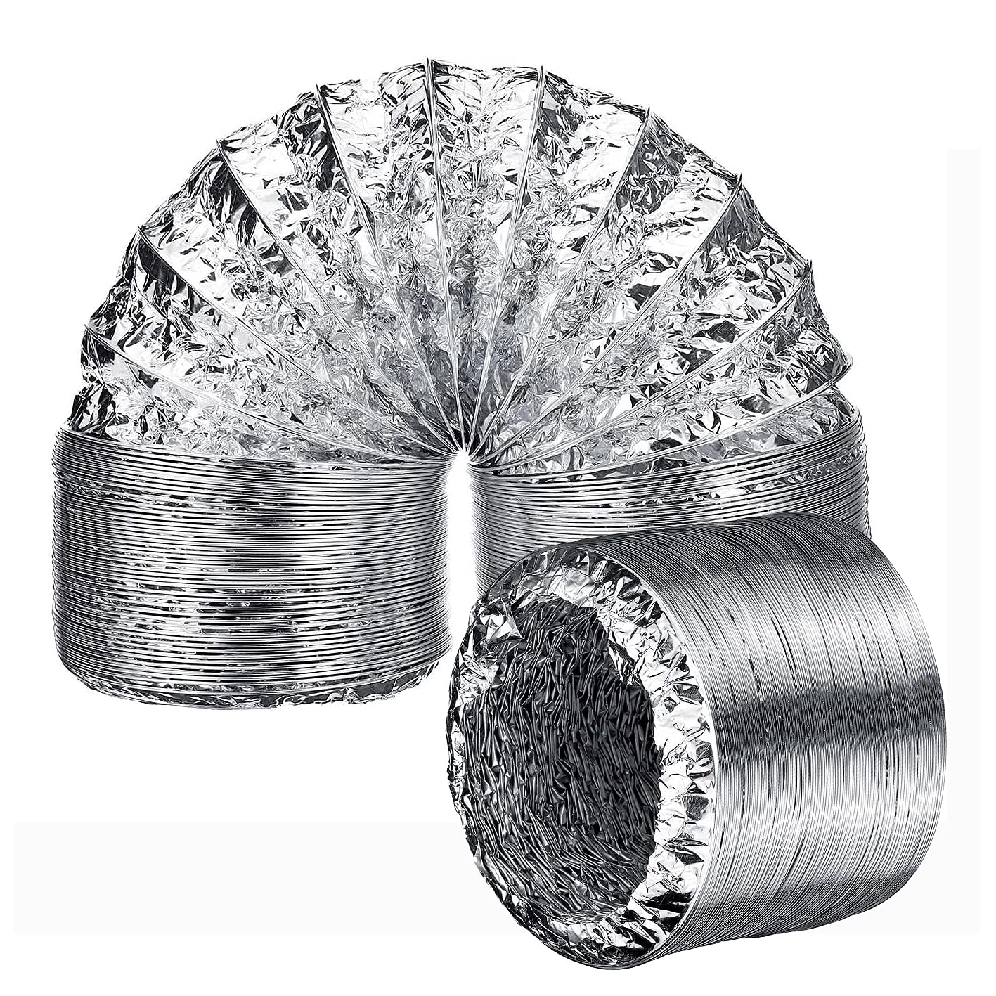 Tubo Flexible de Aluminio 100mm Tubo de Salida de Aire 2m de Largo para Conducto de Aire de Ventilación Sistemas(100mm*2m)