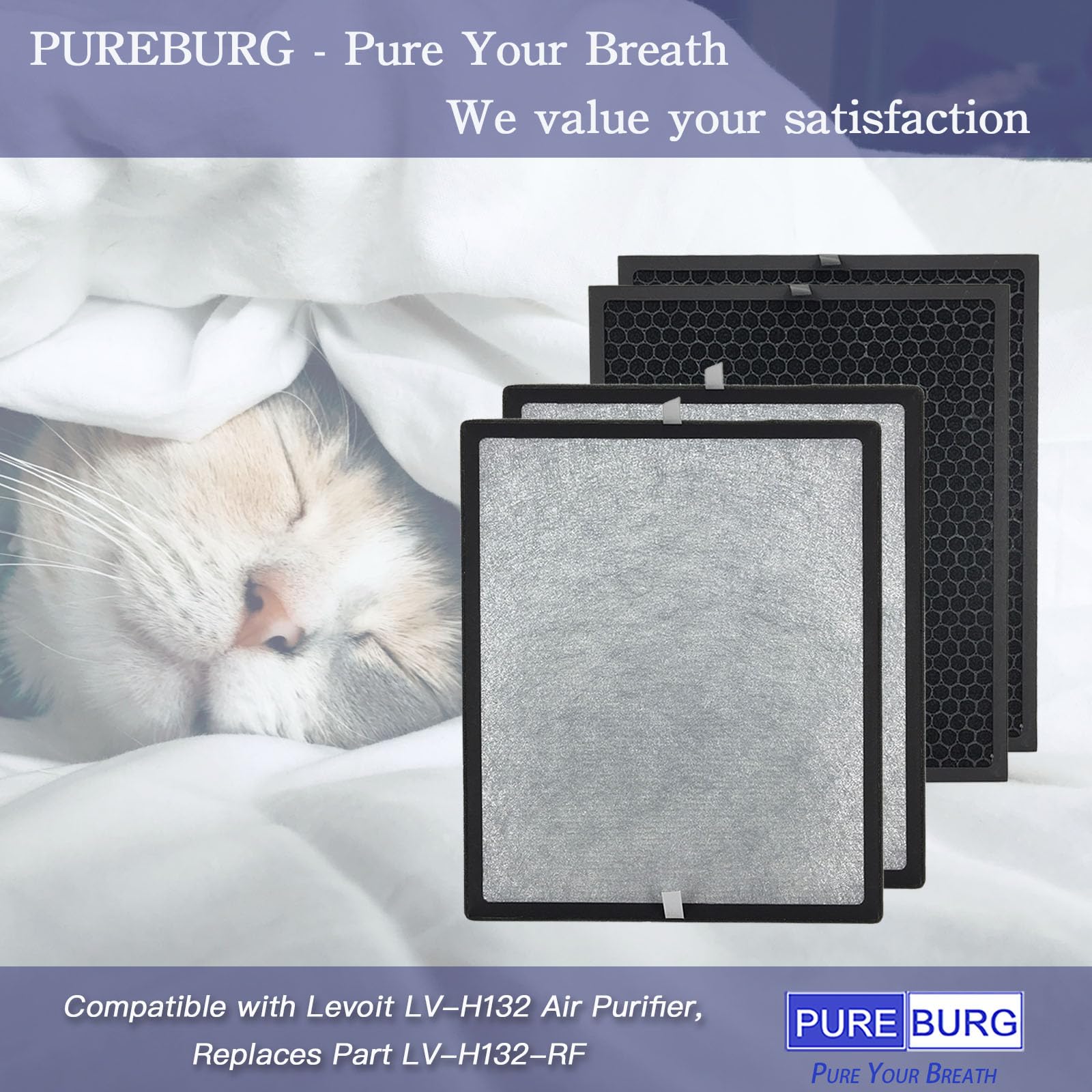 LV-PUR131 Ersatzfilter 4 Stück - Kompatibel Mit PUR131 / PUR131S Luftreinigern