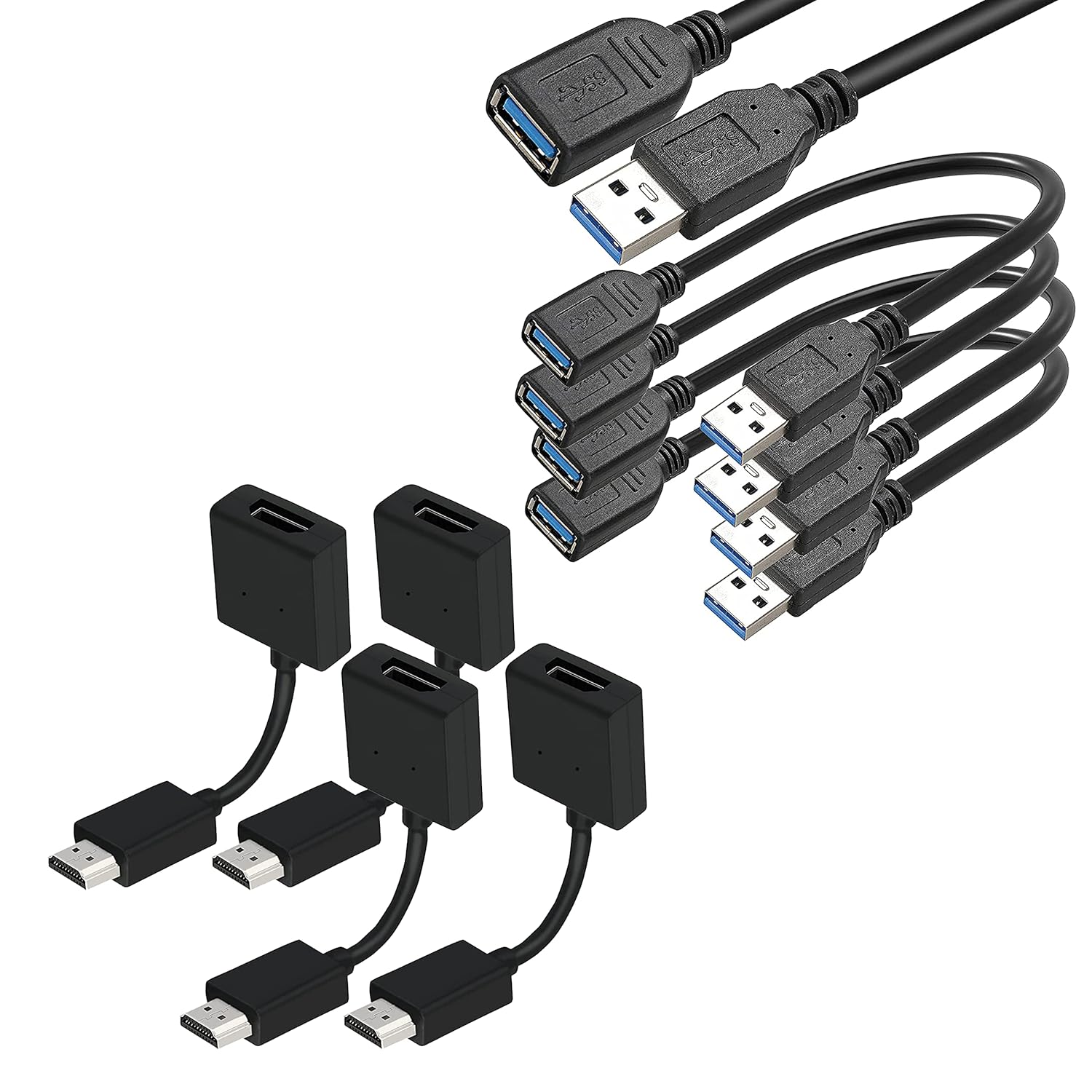 SaiTech IT 4 Pack 15cm USB 3.0 Male A to Female A Extension