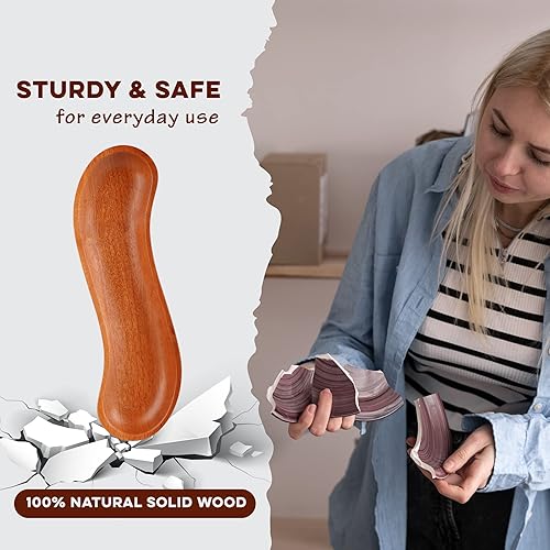 Miniatura 4 de VieWood Juego de 2 platos de madera de olivo, bandeja curvada de olivo para condimentos, aperitivos, perfectos para rollos de cena, accesorios de