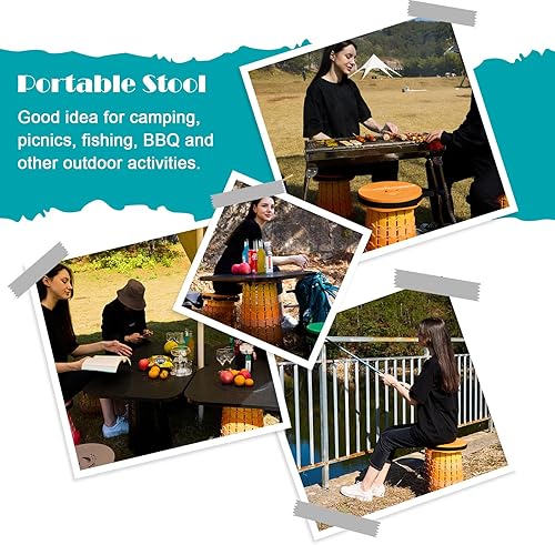 Miniatura 5 de Taburete plegable XXL mejorado 2025 con cojín, capacidad de 1000 libras y 19.7 pulgadas de alto, más ancho y alto, asiento plegable telescópico