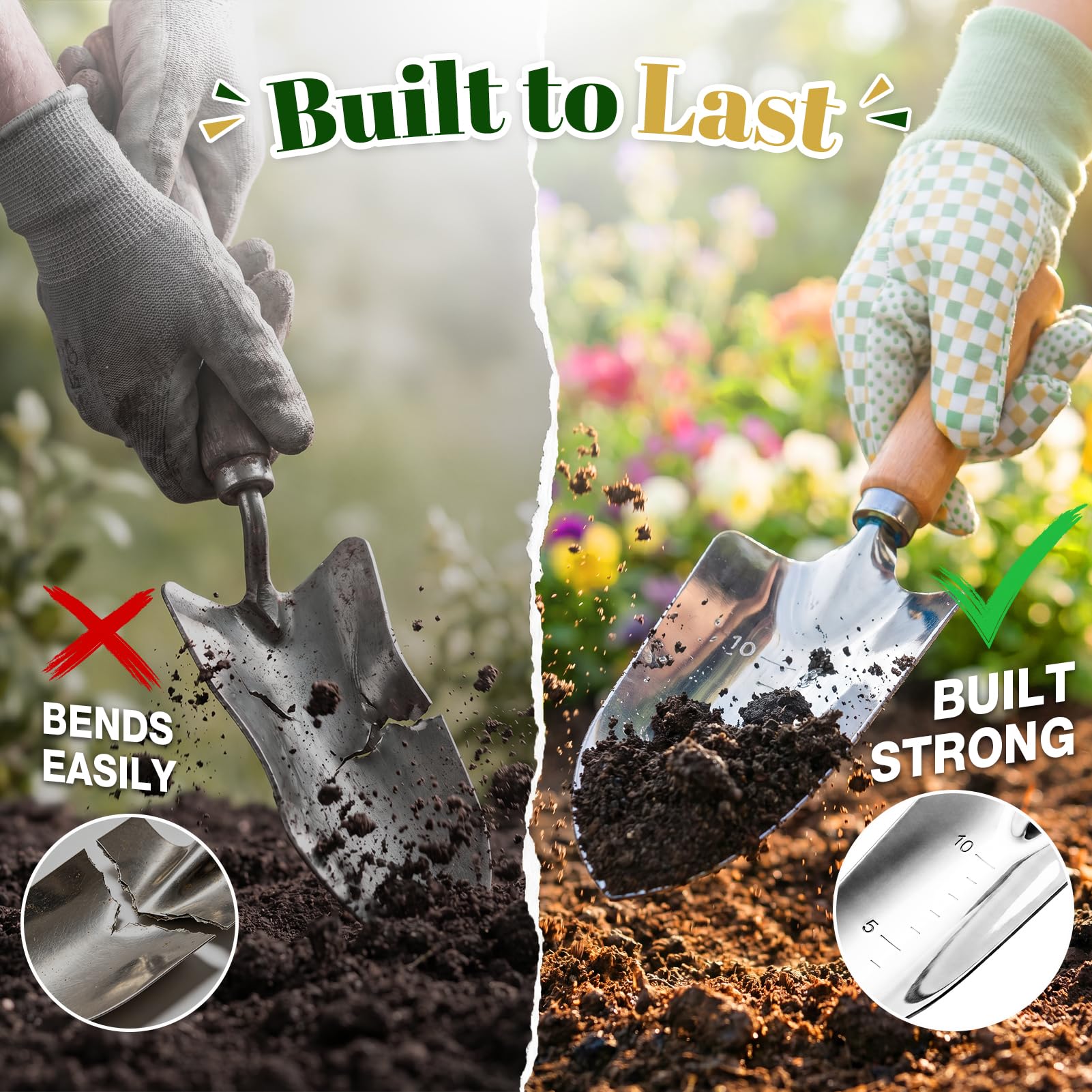 Juego de herramientas de jardinería, 9 piezas resistentes con bolsa de mano duradera, herramientas de jardín ergonómicas resistentes al óxido, kit de jardinería ideal para mujeres, jardineras