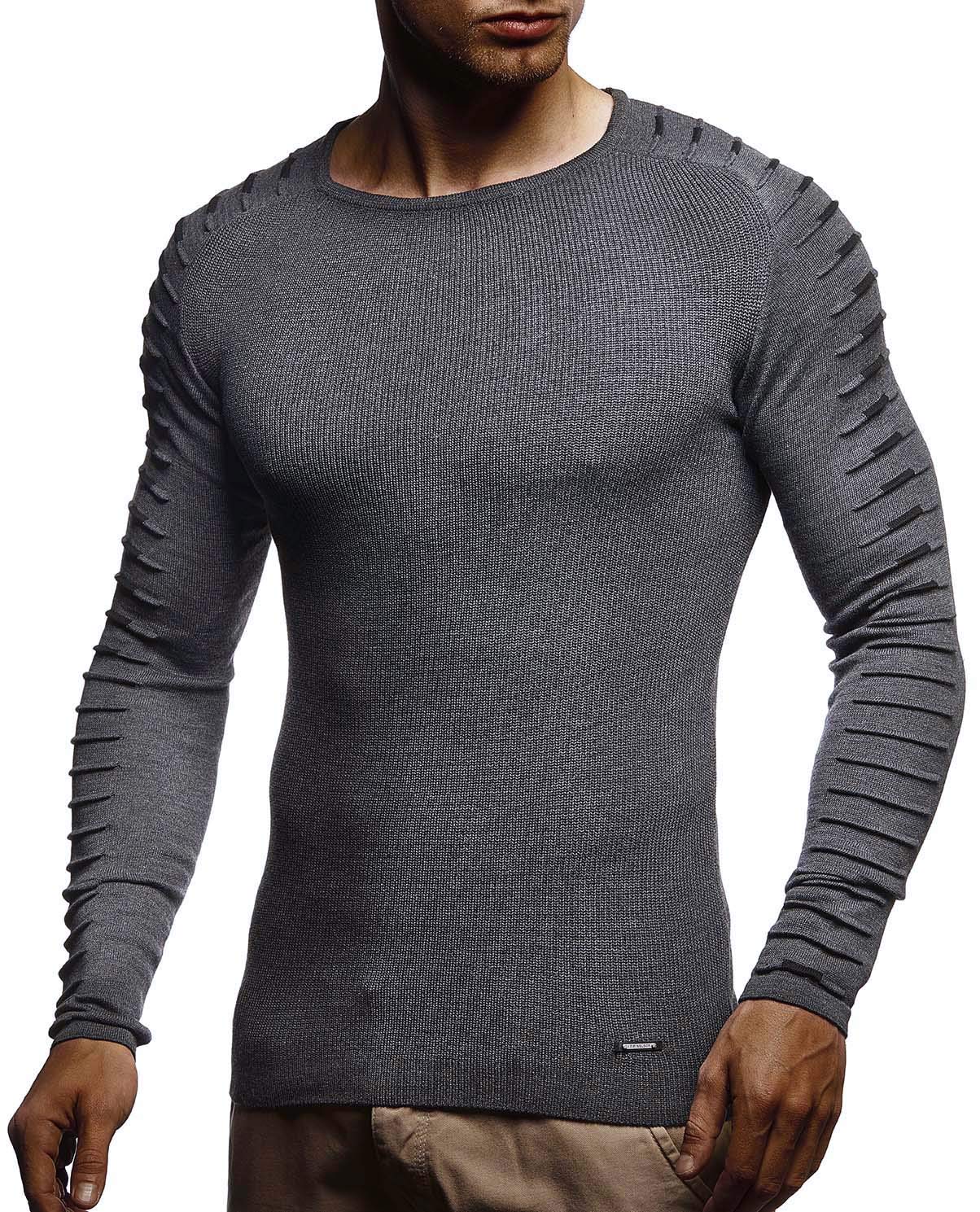 Leif Nelson Men's Knitted Pullover Crew Neck Thin Men's Knitted Jumper for Winter and Summer Cool Crew Neck Men's Jumper with Round Collar