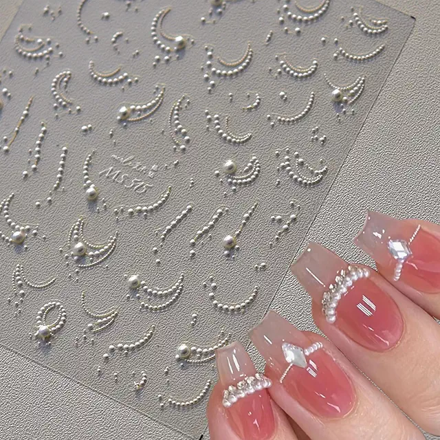 JMEOWIO 3D Perlenlinie Nagelsticker - Selbstklebend für Nageldesign (Nagelaufkleber)