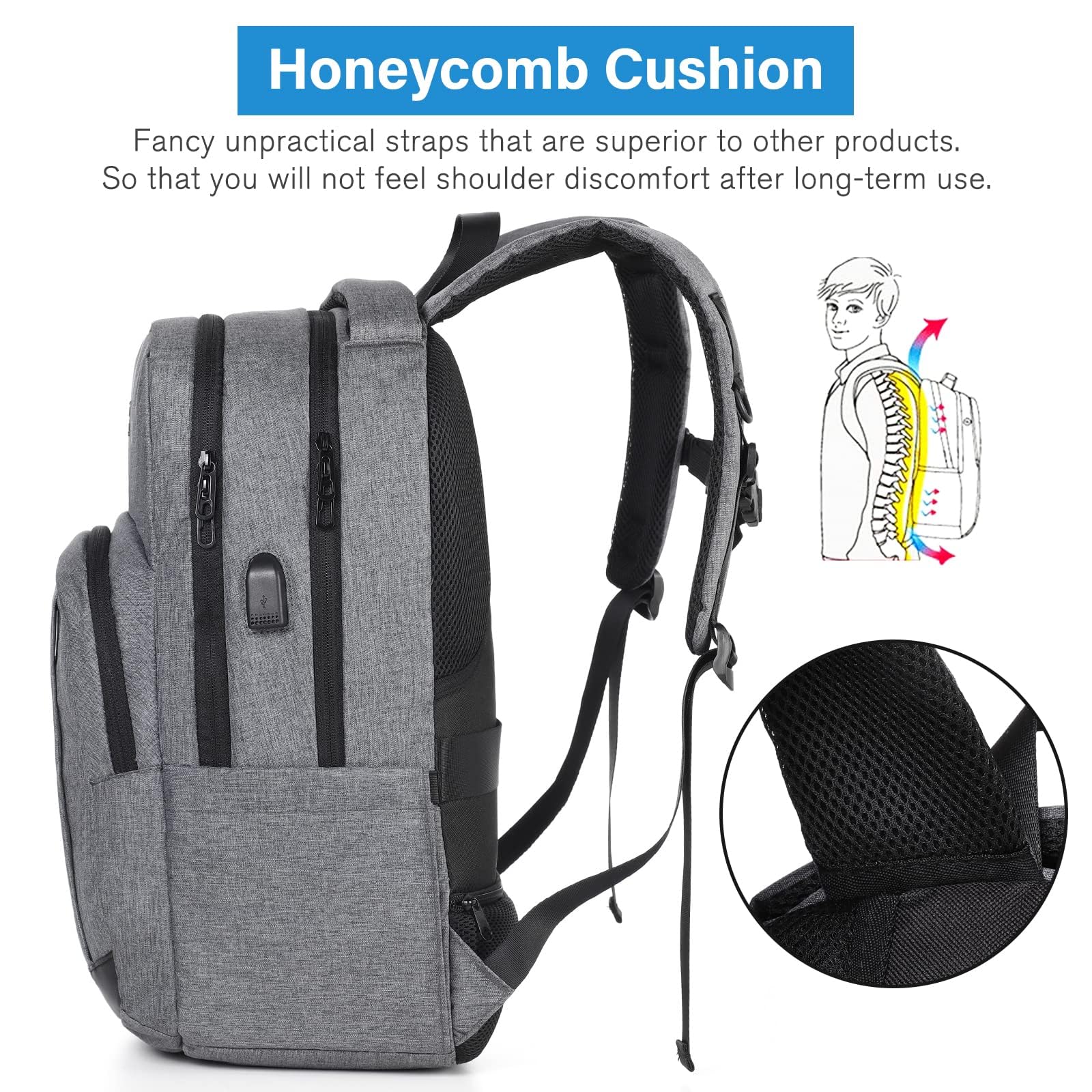 Zaino scuola ragazzi ragazze adolescenti zaino scuola 17,3 pollici Laptop Zaino per uomo donna Daypacks con porta di ricarica USB