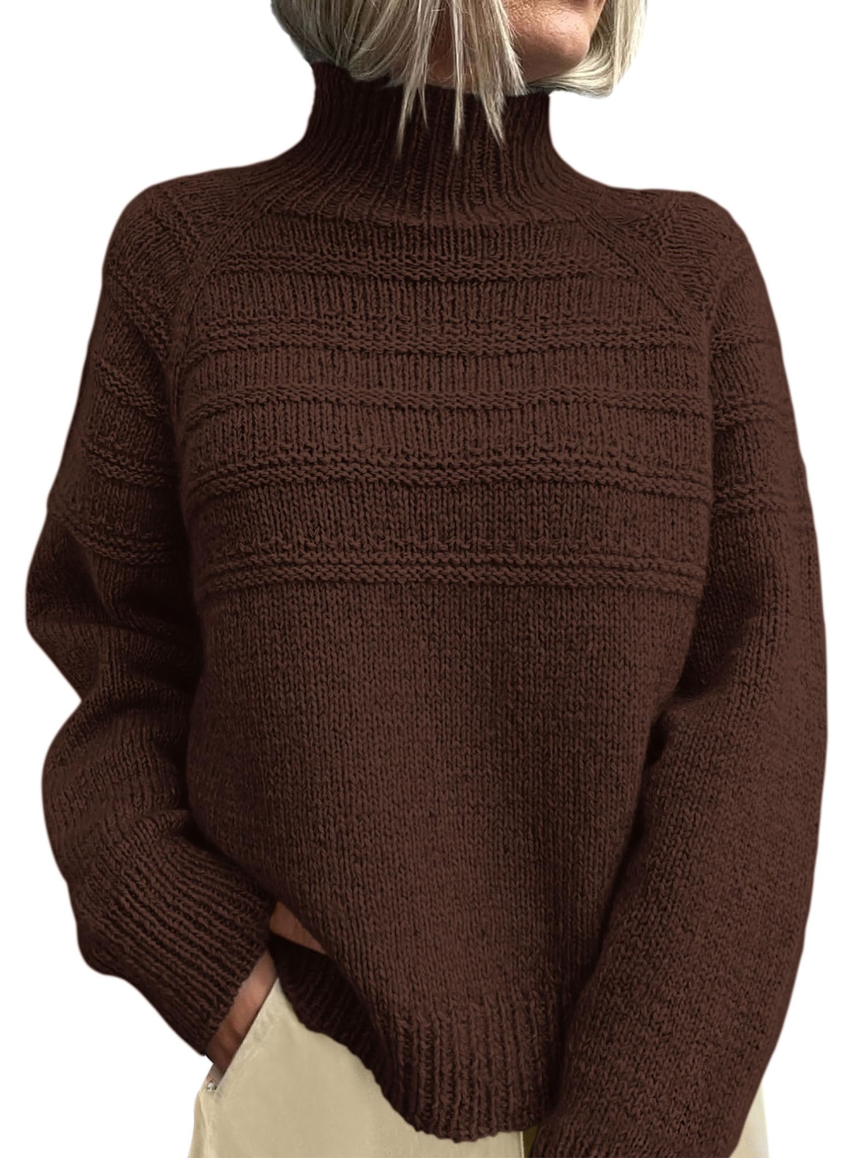 PRETTYGARDEN Womens Turtleneck Sweaters 2026 Fall Chunky Knit Pullover Long Sleeve Jumper Tops Trendy Winter Clothes
