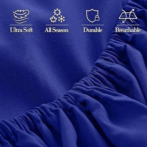 Miniatura 6 de Mocassi - Sábana bajera ajustable de tamaño King, fresca, profunda caída lateral de hasta 16 pulgadas, 1800 hilos, suave, resiste arrugas, una