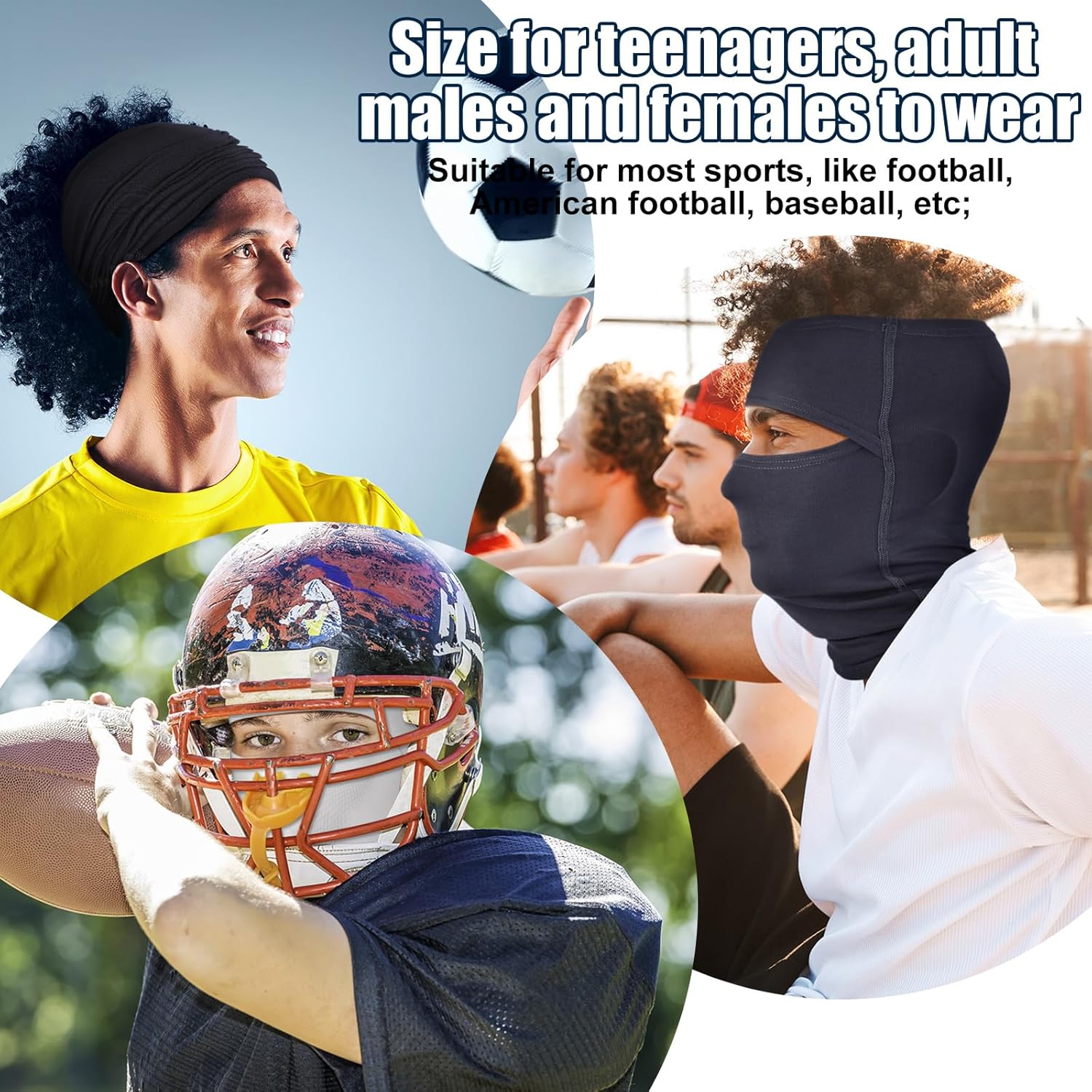 Eurzom 3 Pcs Open Top Balaclava Winter Ski Masks Face Masks Empty Top Full Face Cover Windproof Wicking for Sport Football - Image 3