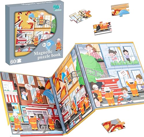 Rompecabezas magnéticos para niños de 3 a 8 años, 60 piezas de rompecabezas y libro de combinación magnética de tres pliegues, juguetes educativos