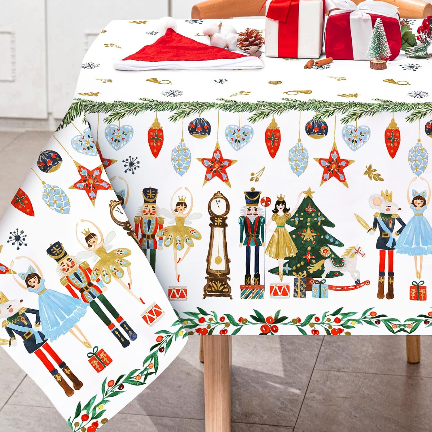 AnyDesign Nutcracker Tablecloth Rectangle Nutcracker Fabric Table Cloth