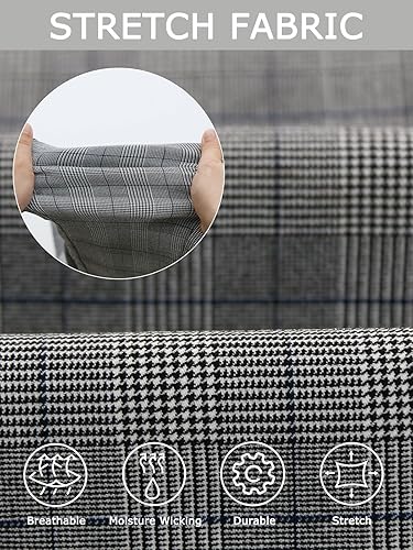 Miniatura 4 de Plaid&Plain Pantalones a cuadros para hombre, pantalones de vestir ajustados para hombre, pantalones chinos ajustados para hombre