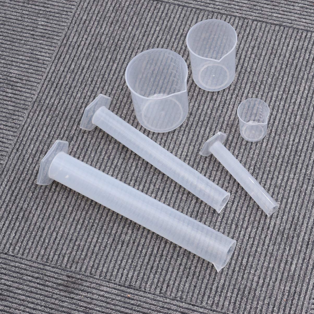 Flüssigkeitsmesswerkzeug-Set – 3 Messbecher (50 ml, 250 ml, 500 ml) und 3 Messzylinder (25 ml, 100 ml, 250 ml), durchscheinendes, hochpräzises Schullaborwerkzeug für Schüler