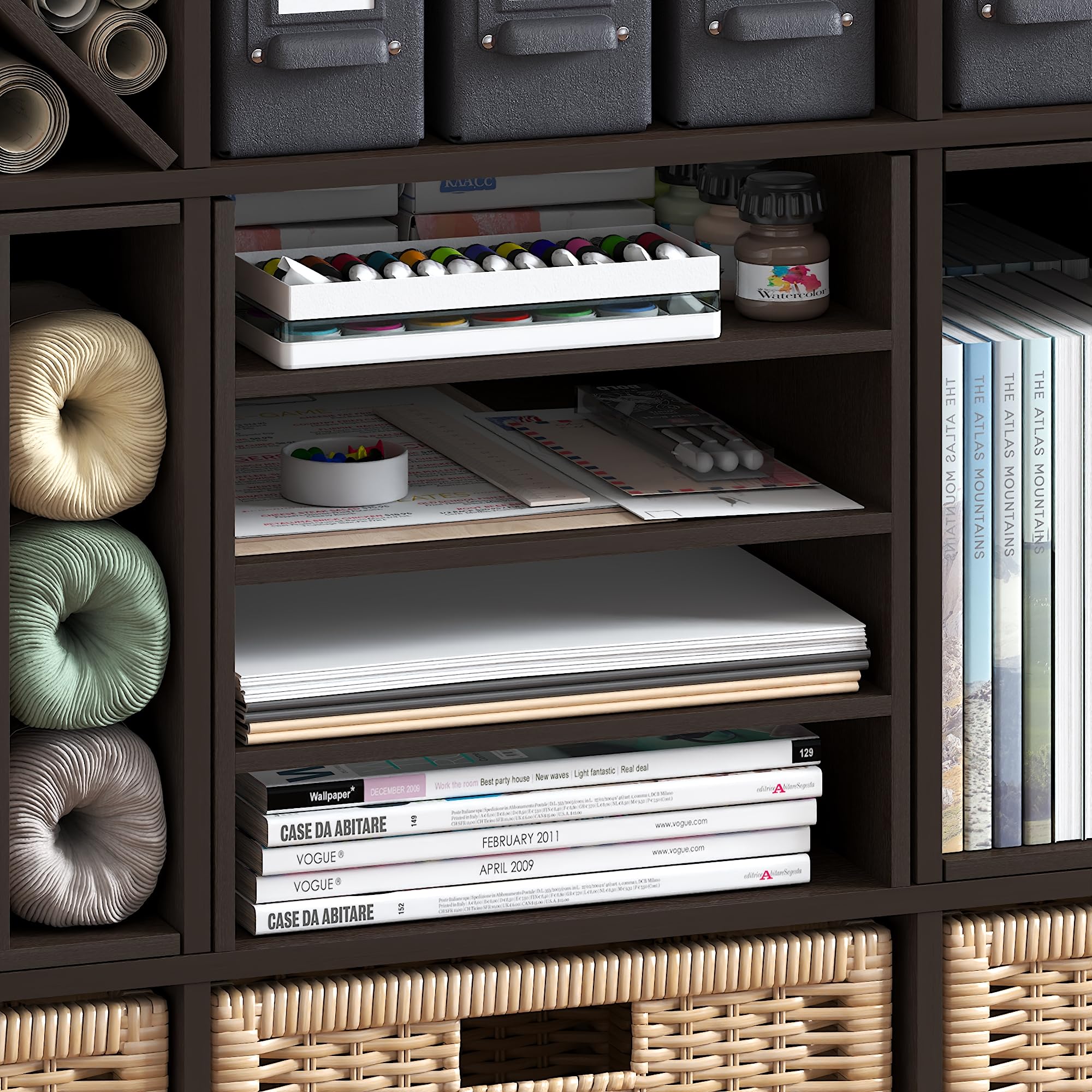 Furinno Cubicle 3-Shelf Cube Insert, Cube Organizer, Black Oak