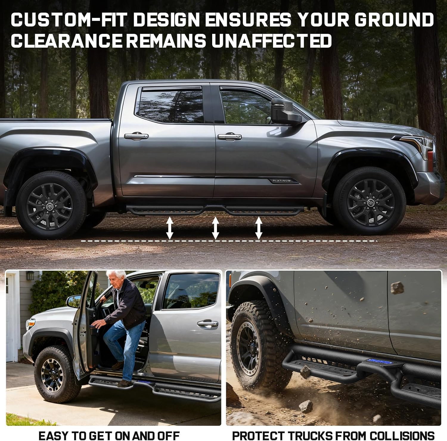 Running Boards Compatible with 2015-2026 Chevy Colorado/Gmc Canyon Crew Cab, Two-Stair Design Heavy-Duty Side Steps, Colorado Step Bars Rock Sliders Rail Nerf Bars Made with Carbon Steel.