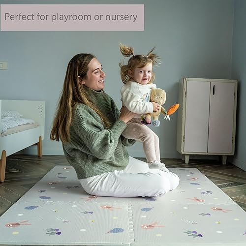 Miniatura 3 de Taf Toys Tapete de juego para bebé, tapete de juego para el tiempo boca abajo y tapete para gatear, tapete de juego de espuma para bebé con azulejos