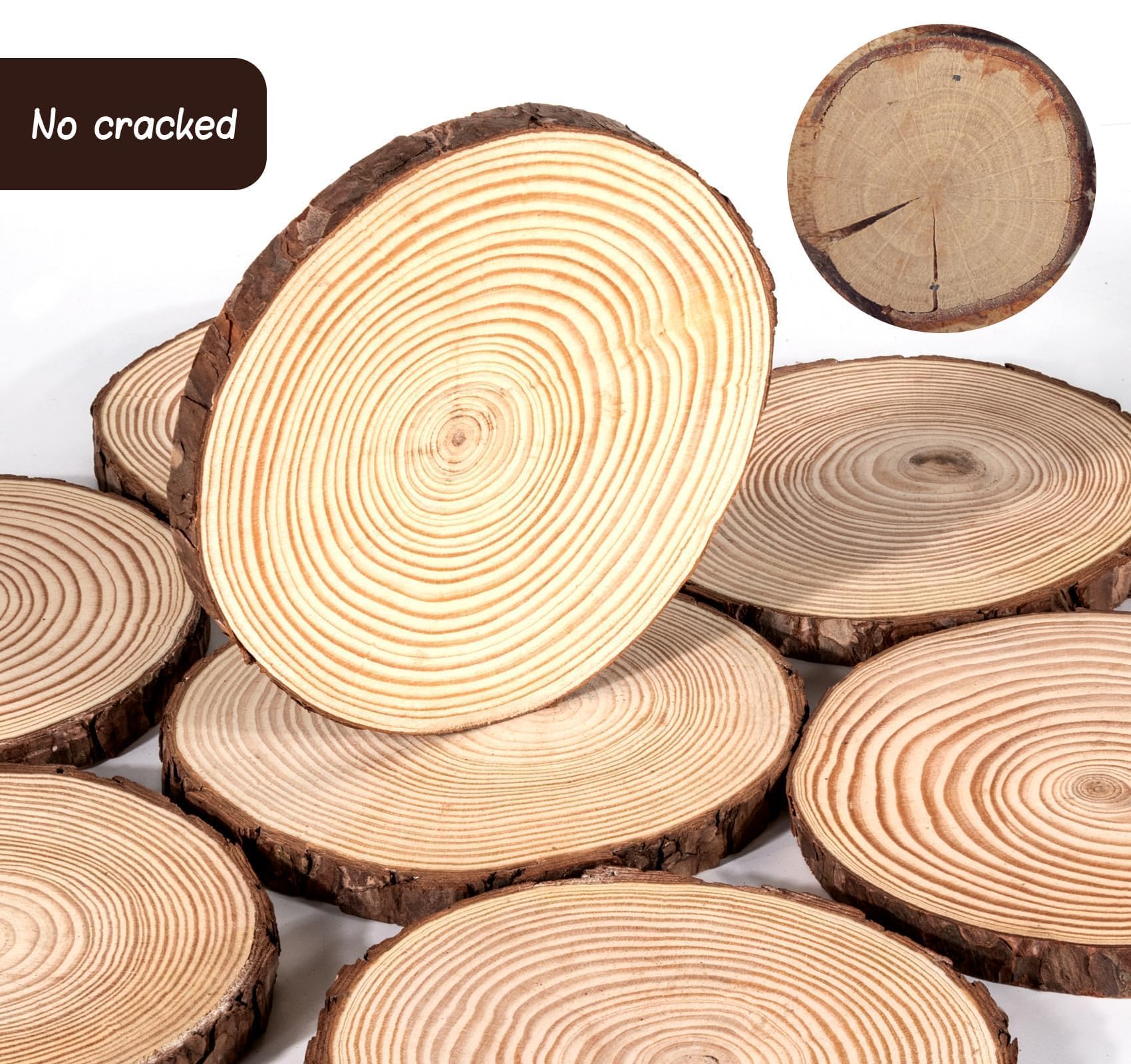 56 Stück Holzscheiben 16-17 cm Durchmesser mit Rinde, Runde Baumscheiben Deko aus Naturholz, 15 mm Dicke, Rustikale Holzscheiben für Kerzen, Tischdeko, Basteln & Wohnzimmer