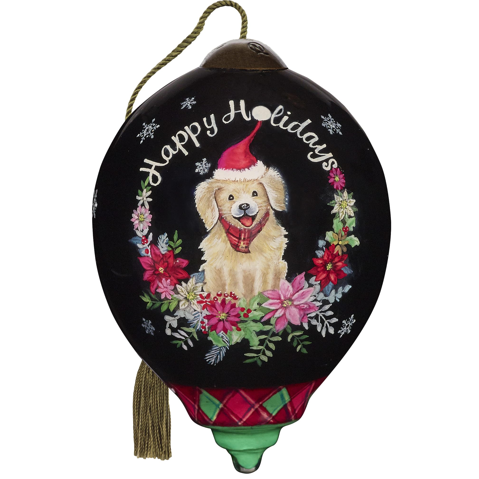 Ne’Qwa Art Hand-Painted Christmas Ornament | We Woof You A Merry Christmas Sarah Summers for Dog Lover | Holiday Décor | Dog Ornament