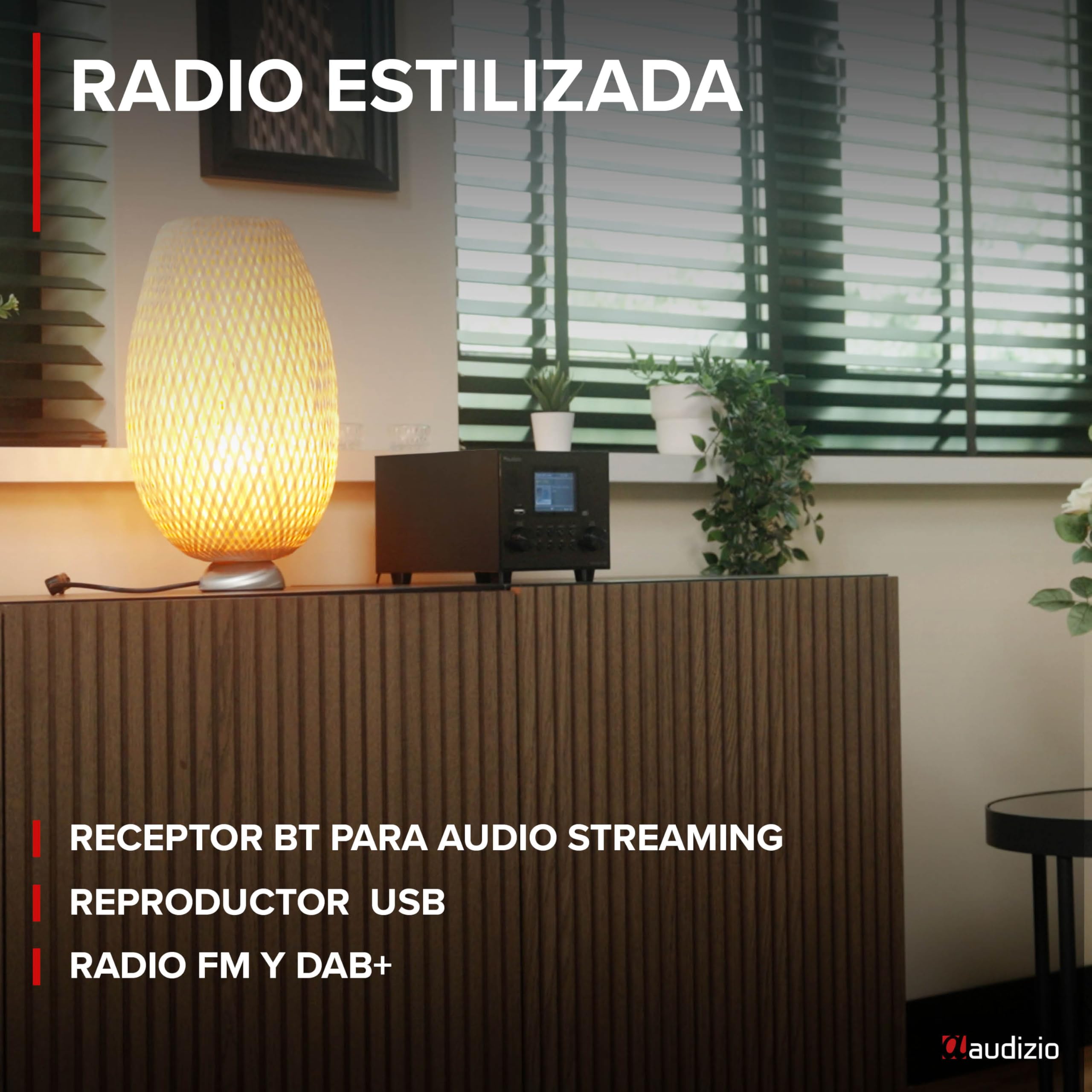 Audizio Vieste Radio Digital Dab+ con Bluetooth y subwoofer en Color Negro, Altavoz Bluetooth con FM, 20 Presintonías, Auto-Scan, Salida de Auriculares, Entrada AUX, Streaming Inalámbrico de Música