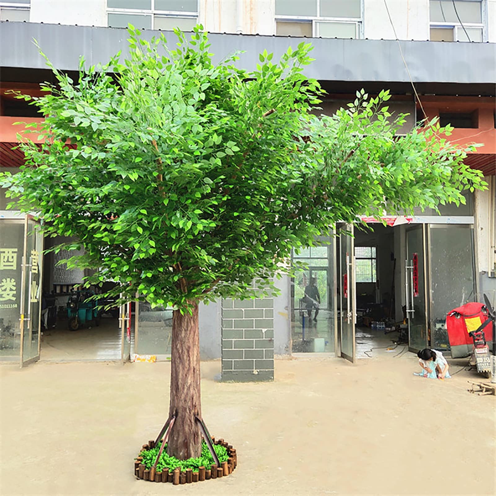 Simulation Plants Artificial Banyan Tree Decoration Tree Hotel Shopping Mall Floor Living Room Green Plant Landscaping 1.8x1m/5.9x3.2ft