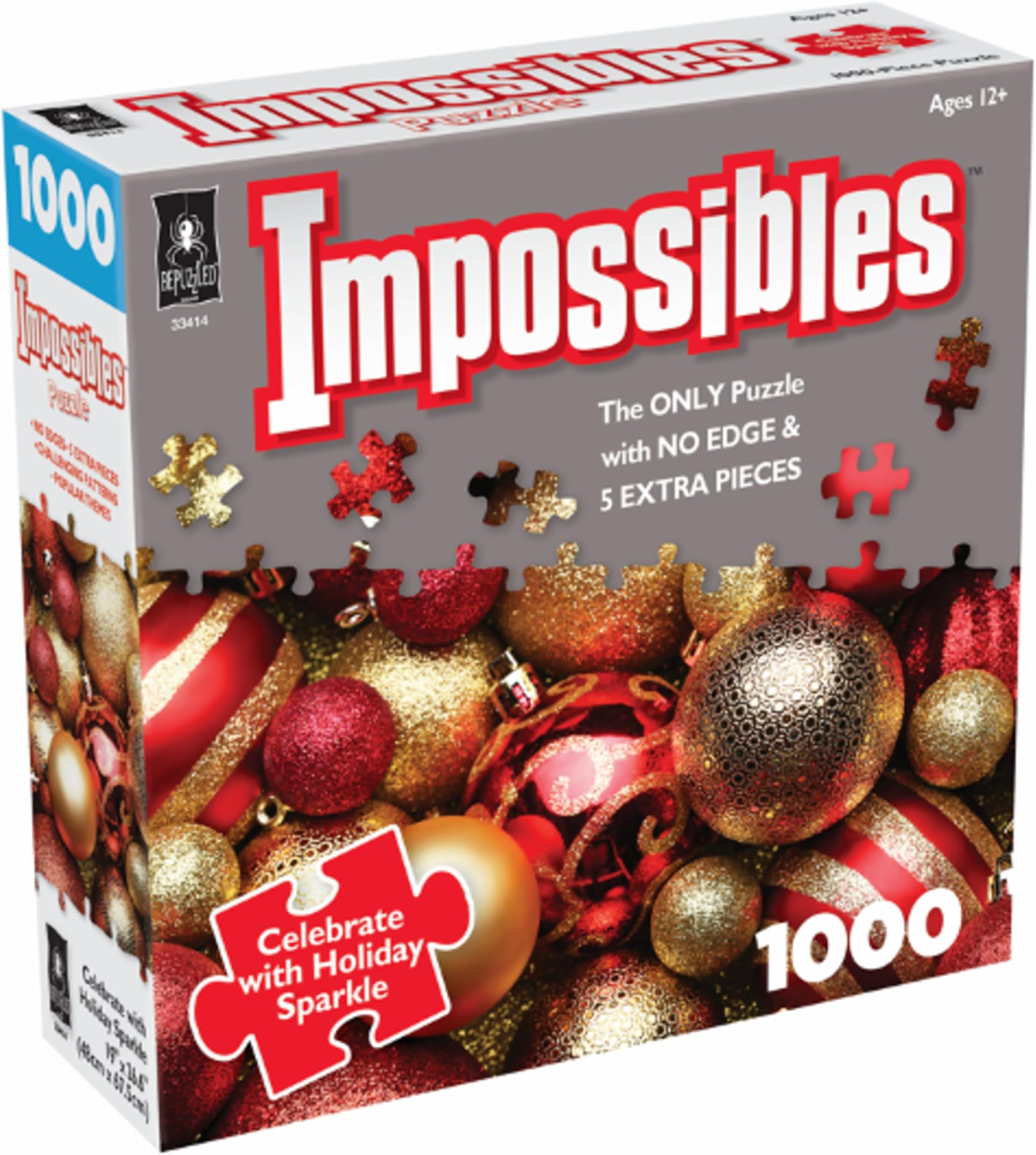 Impossibles Holiday Sparkle 1000-Piece Puzzle, 5 Extra Pieces Ages 15+