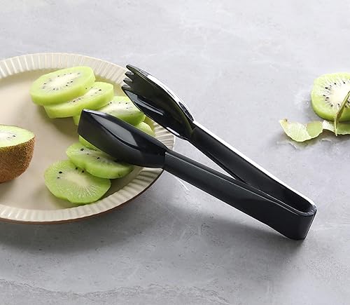 Miniatura 5 de New Star Foodservice 42290 Pinza utilitaria, plástico de alta temperatura, borde recto, 6 pulgadas, juego de 12, negro