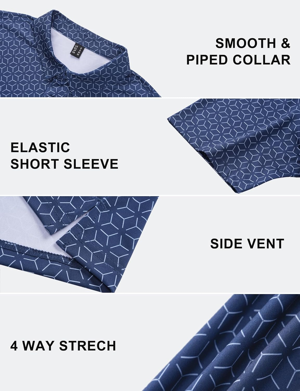 Cotrasen Mens Golf Polo Shirts Short Sleeve Quick-Dry Print Tee Shirt Moisture Wicking Performance Polo Strech Shirts - Image 5