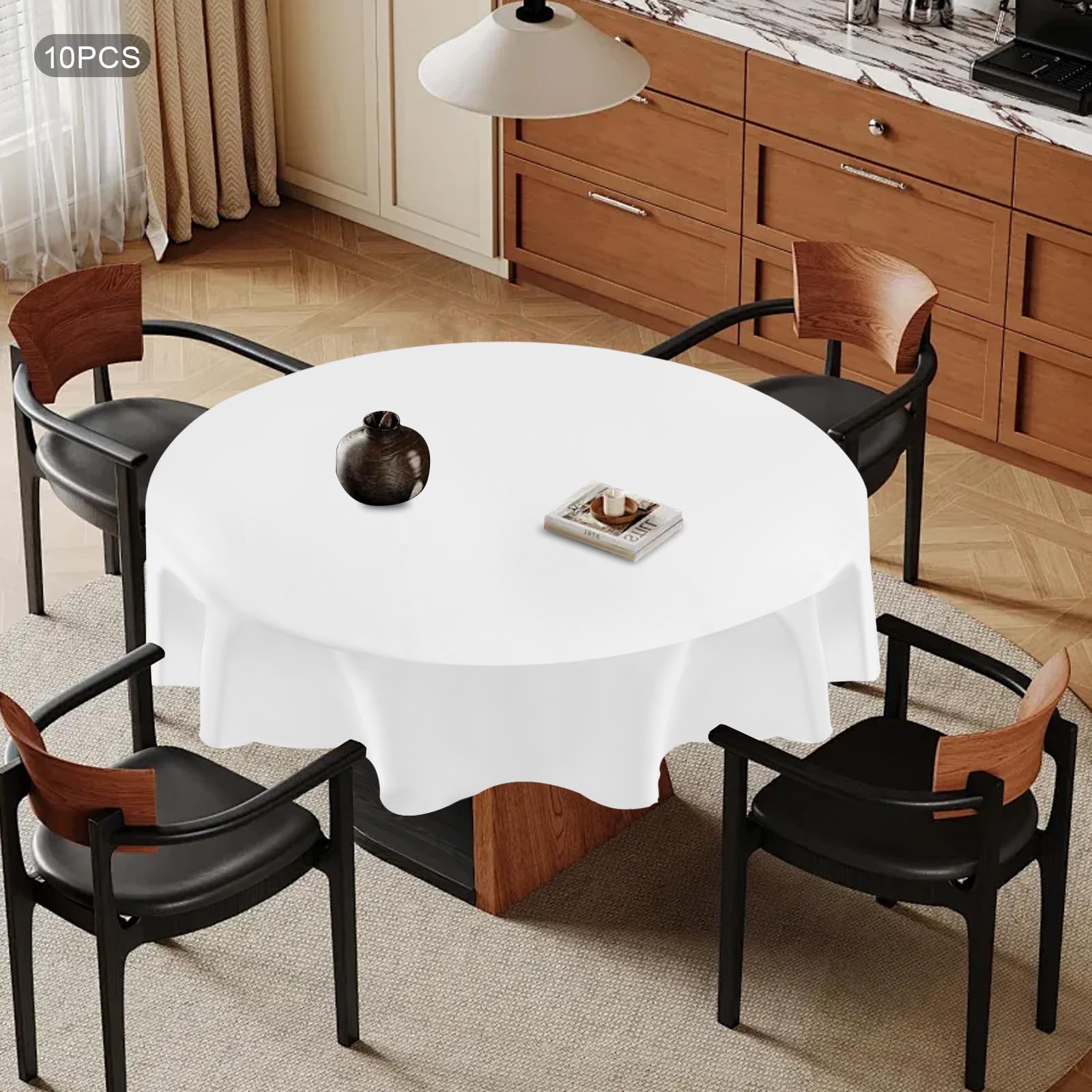 10 manteles de mesa, mantel redondo de 90 pulgadas, manteles lavables para bodas, cumpleaños