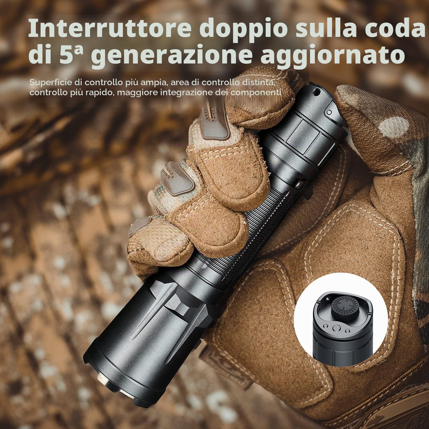 klarus XT11GT PRO Ultimate Control Dual-Switch torcia tattica con 3300 Lumen, 380 metri di raggio, IPX8 impermeabile per campeggio, escursionismo e emergenze
