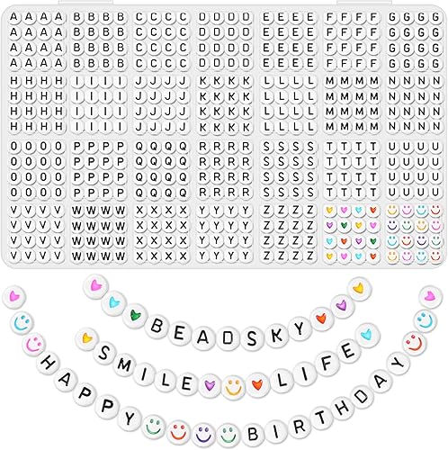 Beadsky 1456 cuentas de letras, 28 estilos de pulseras de la amistad, kit de fabricación de joyas, cuentas del alfabeto, kit de fabricación de